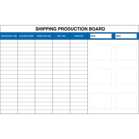 5S SUPPLIES Shipping Production Board Aluminum Dry Erase 72in x 46in SHIPPROD-7246-DRYERASE
